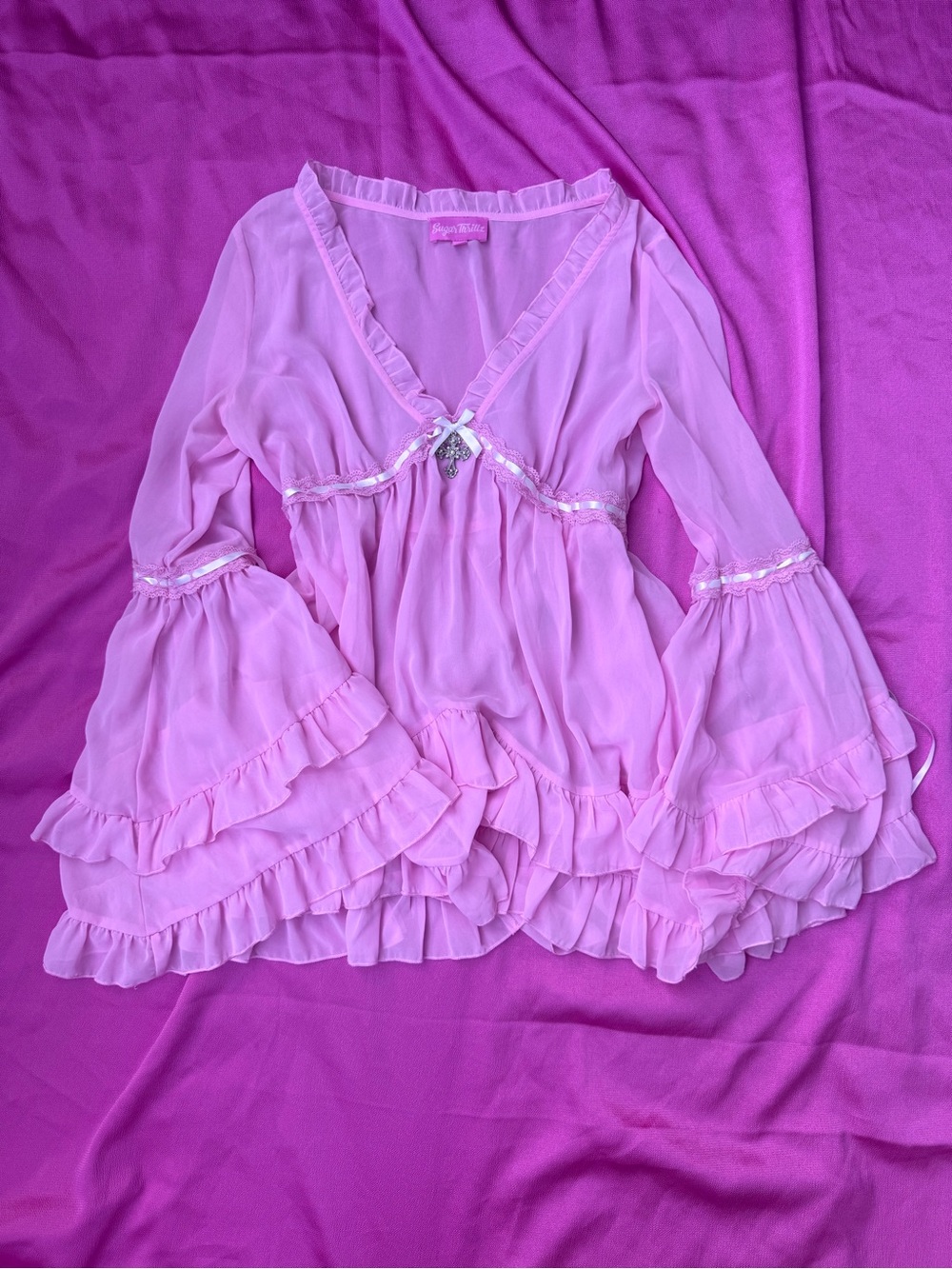 💖Sugar Thrillz Baby Pink Ruffle Slip Dress💖